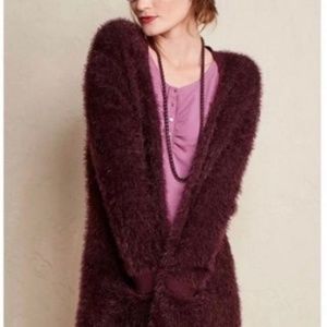 Matilda jane EUC size M fuzzy cardigan burgundy